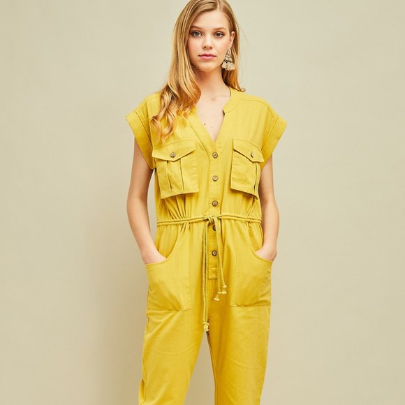entro Pants - HOST PICK 3-17 🛍Mustard Cargo Cotton Jumpsuit NWT